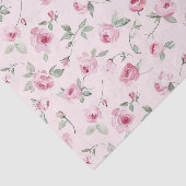 Pretty Pink Roses Bloemrijke Bruiloftsshower Tissuepapier (Detail)