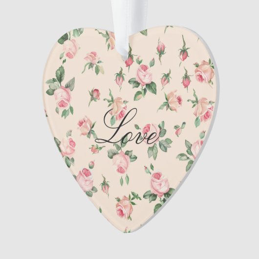 Pretty Pink Roses Floral Christmas Ornament (voorkant)