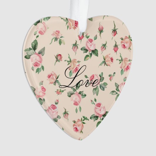 Pretty Pink Roses Floral Christmas Ornament (voorkant)