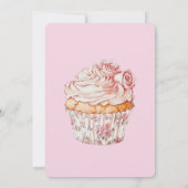 Pretty Pink Roses Floral Cupcake Birthday Kaart (Achterkant)