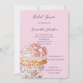 Pretty Pink Roses Floral Cupcake Bridal Shower Kaart (Voorkant)