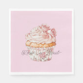 Pretty Pink Roses Floral Cupcake Bridal Shower Servet (Voorkant)