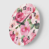 Pretty Pink Roses Floral Grote Klok (Hoek)