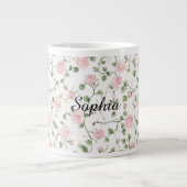 Pretty Pink Roses Floral   Grote Koffiekop (Voorkant)