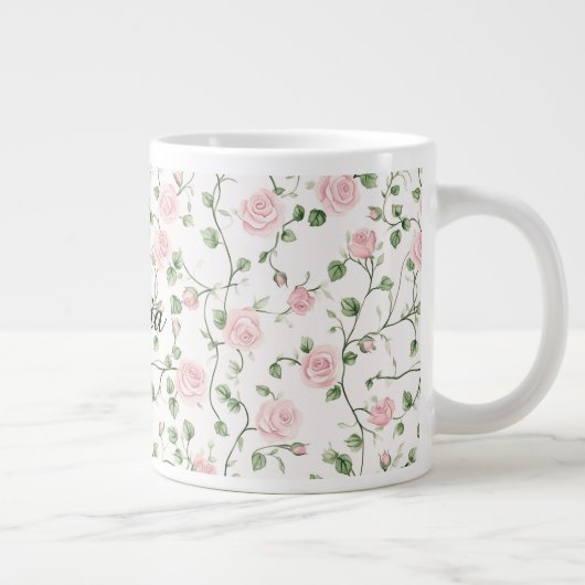 Pretty Pink Roses Floral   Grote Koffiekop (Rechts)