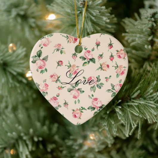 Pretty Pink Roses Floral Keramisch Ornament (Boom)