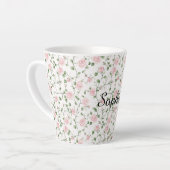 Pretty Pink Roses Floral   Latte Mok (Linkerhoek)