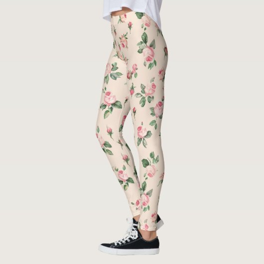 Pretty Pink Roses Floral Leggings (Links)