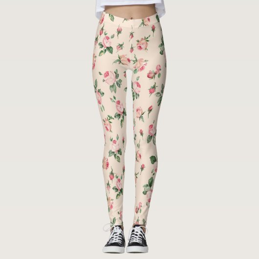 Pretty Pink Roses Floral Leggings (Voorkant)