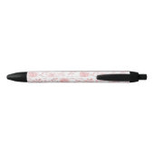 Pretty Pink Roses Floral Love Zwarte Inkt Pen (Achterkant)