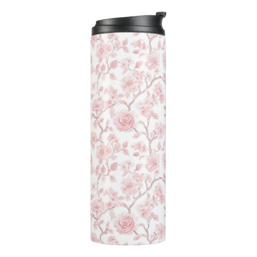 Pretty Pink Roses Floral Thermosbeker (Gedraaid links)