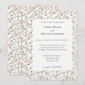 Pretty Pink Roses Floral Wedding Kaart (Voorkant / Achterkant)