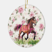 Pretty Pink Roses Horse Christmas Keramisch Ornament (Links)