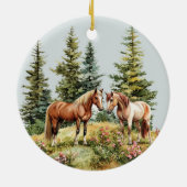 Pretty Pink Roses Horse Christmas Keramisch Ornament (Achterkant)