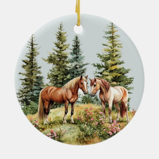 Pretty Pink Roses Horse Christmas Keramisch Ornament (Achterkant)