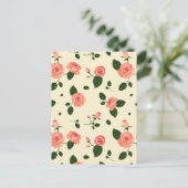 Pretty Pink Roses Pastel Pink Pattern Briefkaart (Staand voorkant)