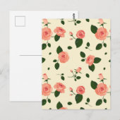 Pretty Pink Roses Pastel Pink Pattern Briefkaart (Voorkant / Achterkant)