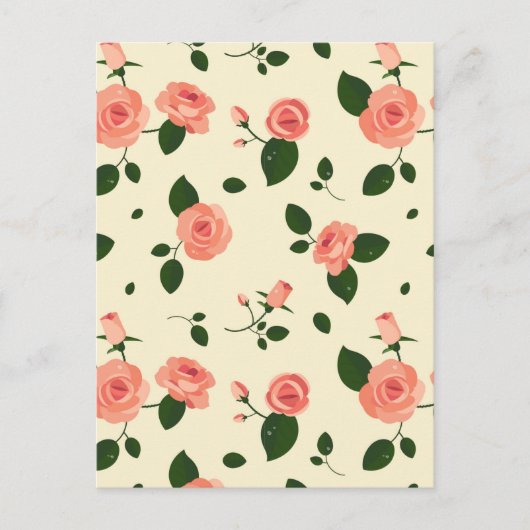 Pretty Pink Roses Pastel Pink Pattern Briefkaart (Voorkant)
