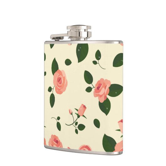 Pretty Pink Roses Pastel Pink Pattern Heupfles (Links)