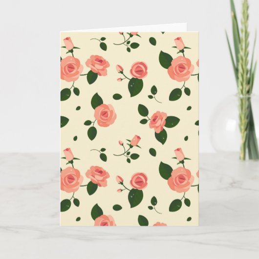 Pretty Pink Roses Pastel Pink Pattern Kaart (Voorkant)