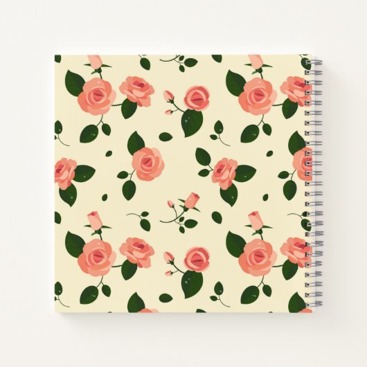 Pretty Pink Roses Pastel Pink Pattern Notitieboek (Achterkant)