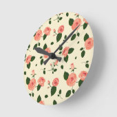 Pretty Pink Roses Pastel Pink Pattern Ronde Klok (Hoek)