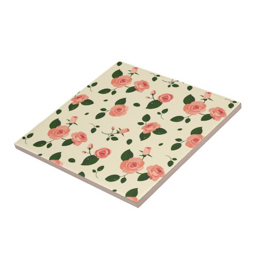 Pretty Pink Roses Pastel Pink Pattern Tegeltje (Zijkant)