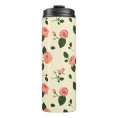Pretty Pink Roses Pastel Pink Pattern Thermosbeker (Voorkant)