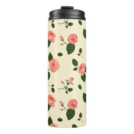 Pretty Pink Roses Pastel Pink Pattern Thermosbeker (Voorkant)