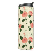 Pretty Pink Roses Pastel Pink Pattern Thermosbeker (Gedraaid links)