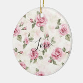 Pretty Pink Roses Romantic Love Keramisch Ornament (Links)