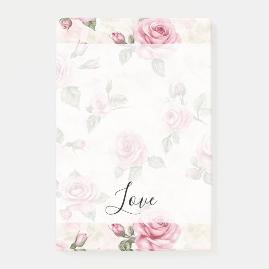 Pretty Pink Roses Romantic Love Post-it® Notes (Voorkant)