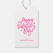 Pretty Pink Script Gelukkig Valentijnsdag Cadeaulabel (Voorkant)
