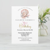 Pretty Pink Seashell and Pearls 21e Verjaardag Kaart (Staand voorkant)