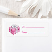 Pretty Pink Silver Bow Gift Christmas Etiket (Insitu)