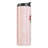 Pretty Pink Stripes Roses Floral Thermosbeker (Gedraaid links)