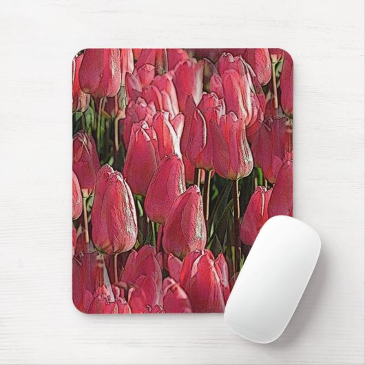 Pretty Pink Tulips Muismat (Met muis)