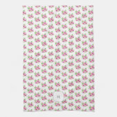 Pretty pink watercolor flowers monogrammed theedoek (Verticaal)