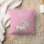 Pretty Pink White Floral Unicorn Kussen<br><div class="desc">Pretty Pink White Floral Unicorn</div>