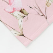 Pretty Pink White Flowers Fleece Deken (Hoek)