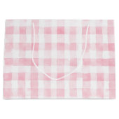 Pretty Pink White Plaid Stripes Bridal Shower Groot Cadeauzakje (Voorkant)