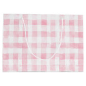 Pretty Pink White Plaid Stripes Bridal Shower Groot Cadeauzakje (Achterkant)