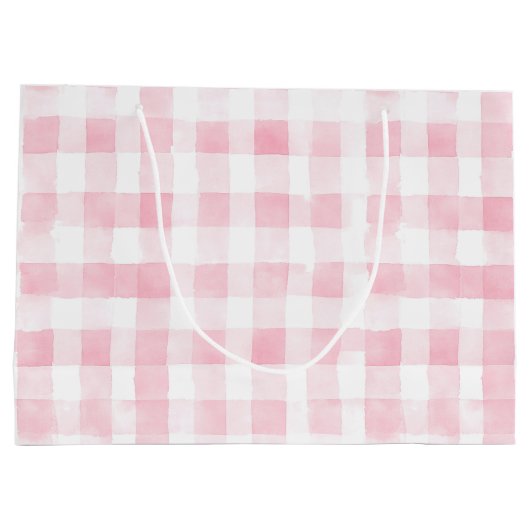 Pretty Pink White Plaid Stripes Bridal Shower Groot Cadeauzakje (Achterkant)