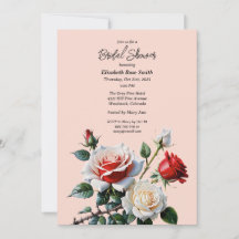 Pretty pink white red roses bridal shower