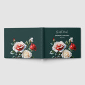Pretty pink white red roses floral green wedding  gastenboek (Volledig)