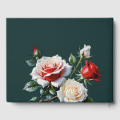Pretty pink white red roses floral green wedding  gastenboek (Achterkant)