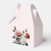 Pretty pink white red roses floral wedding bedankdoosjes (Achterkant)