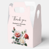 Pretty pink white red roses floral wedding bedankdoosjes (Geopend)