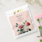 Pretty pink white red roses floral wedding bedankzakje (Gezegeld)