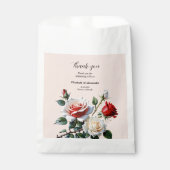 Pretty pink white red roses floral wedding bedankzakje (Voorkant)